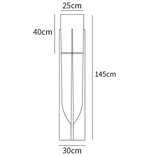 Clérachic floor lamp dimension drawing, 3 of 3, every measurement marked in centimetres and inches.