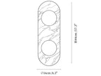 Dimension drawing of the asteria wall lamp, in outline against white.
