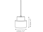 Dimension drawing of this Clérachic pendant, with its height and diameter marked.