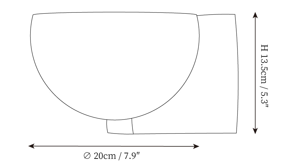 Dimension drawing of this Clérachic wall light, with its height and diameter marked.