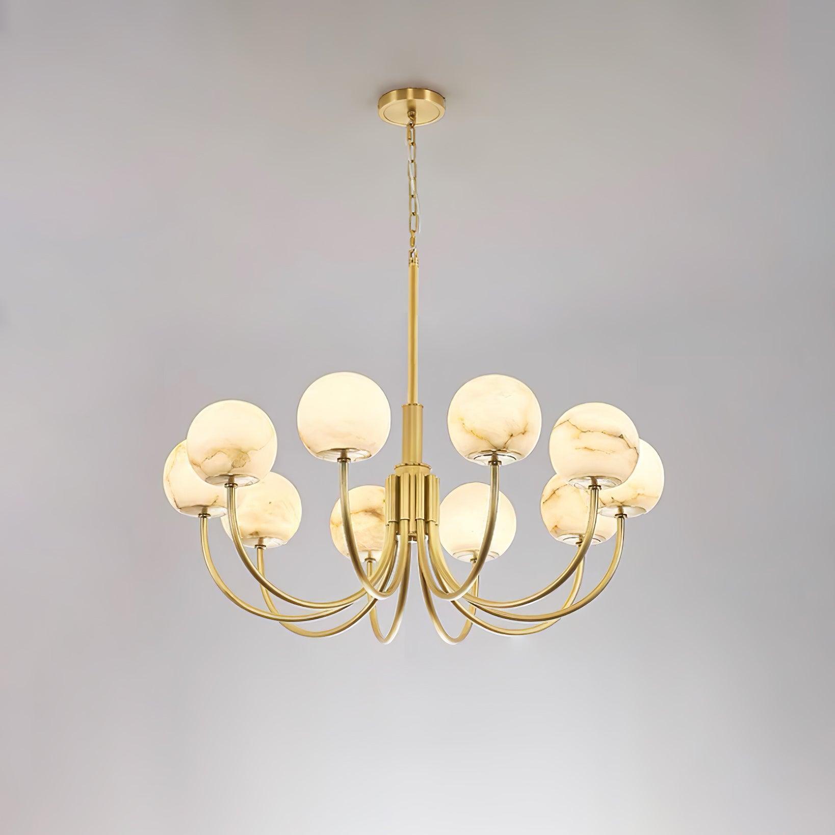 Clérachic Aurelian chandelier in the ten-light size, globes stepped across two staggered tiers.
