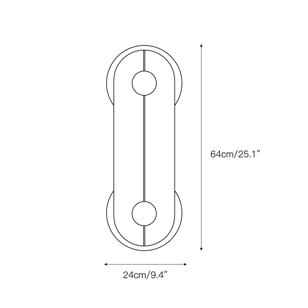 The Clérachic Auriel line drawing for the larger size, measuring 64cm/25.1in tall and 24cm/9.4in across.