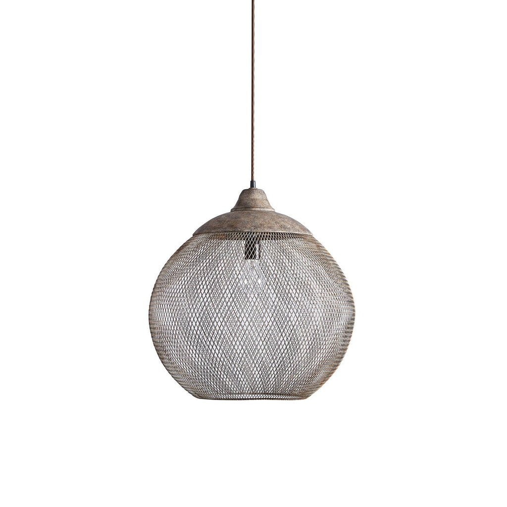 The Clérachic mesh pendant hangs from a rust cord against a plain white background.