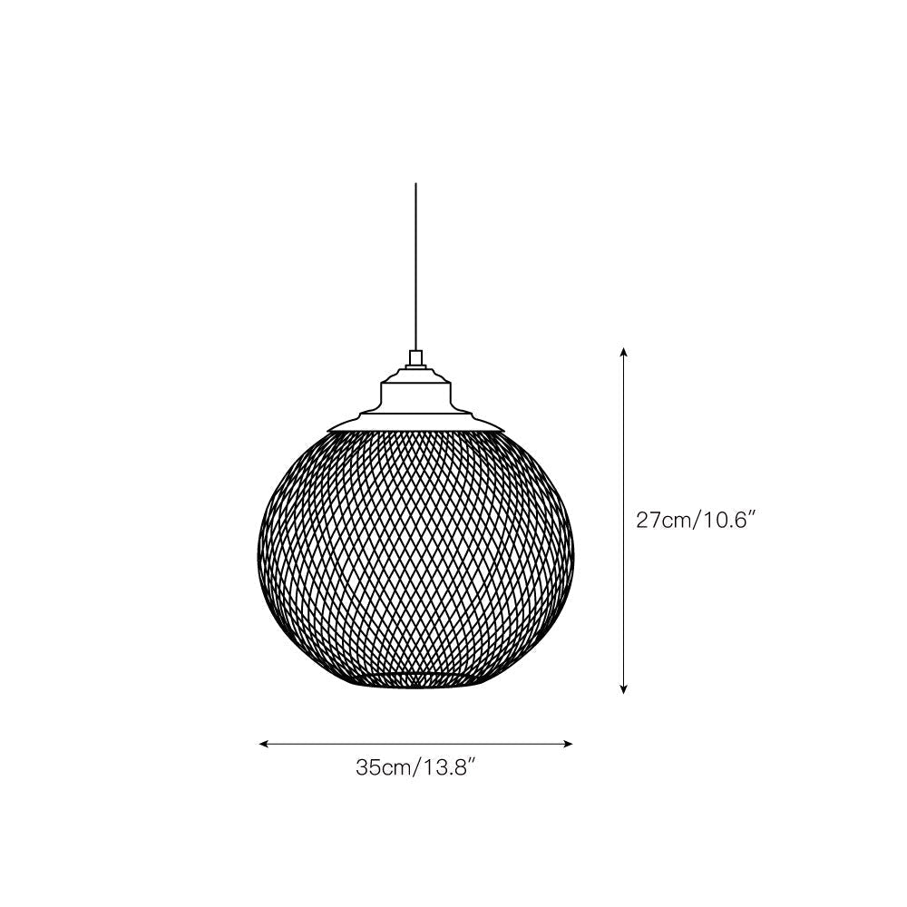 This diagram gives the medium Clérachic pendant's size: 35cm/13.8 inches wide, 27cm/10.6 inches tall.