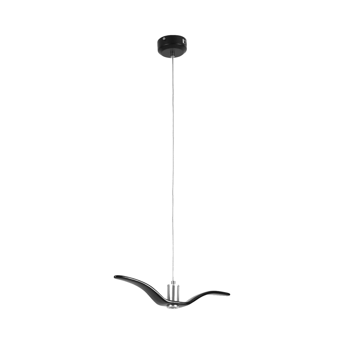 Dimension drawing of the aviara led pendant light, in outline against white.