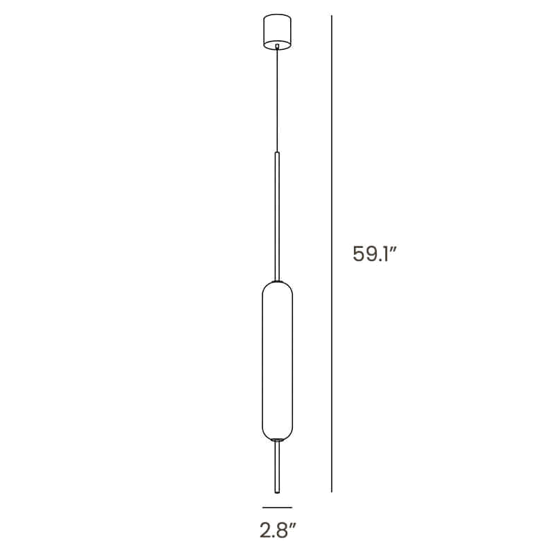Dimension drawing of this Clérachic single pendant, with its drop height and width marked.