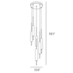 Dimension drawing of this Clérachic round cluster pendant, with its drop height and width marked.