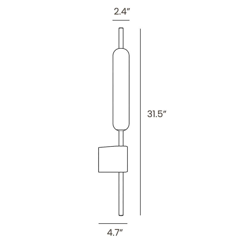 Dimension drawing of this Clérachic wall sconce, with its height and width marked.