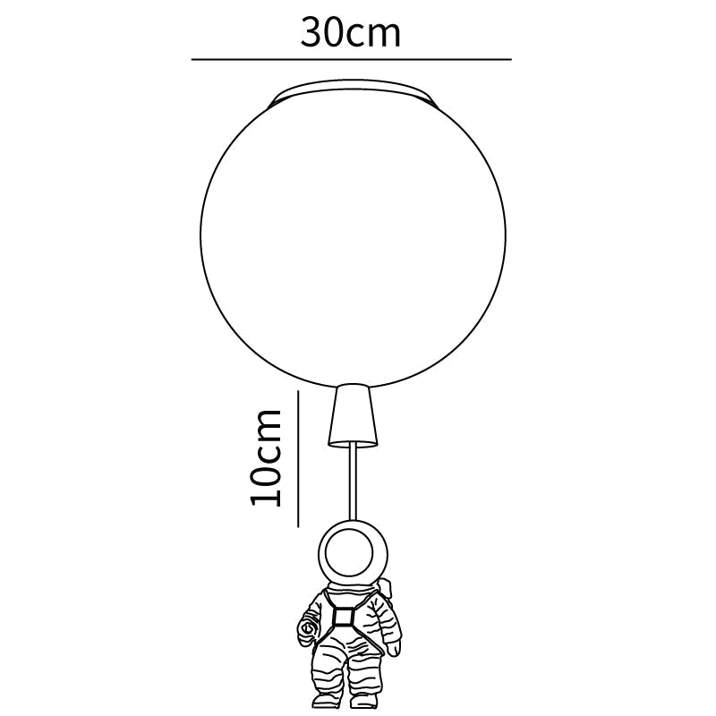 Clérachic ceiling light dimension drawing, every measurement marked in centimetres and inches.