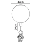 Clérachic ceiling light dimension drawing, every measurement marked in centimetres and inches.
