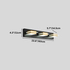 Clérachic three-head black wall bar with gold bands, shown on grey with its 60 cm length, 11 cm height and 14.5 cm projection marked.