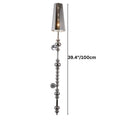 Clérachic slim silver beaded wall lamp with a tapered shade, drawn with a 100 cm overall height line.