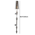 Clérachic slim silver beaded wall lamp with a tapered shade, drawn with a 100 cm overall height line.