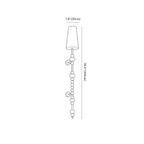Clérachic wall light dimension drawing, 1 of 3, every measurement marked in centimetres and inches.