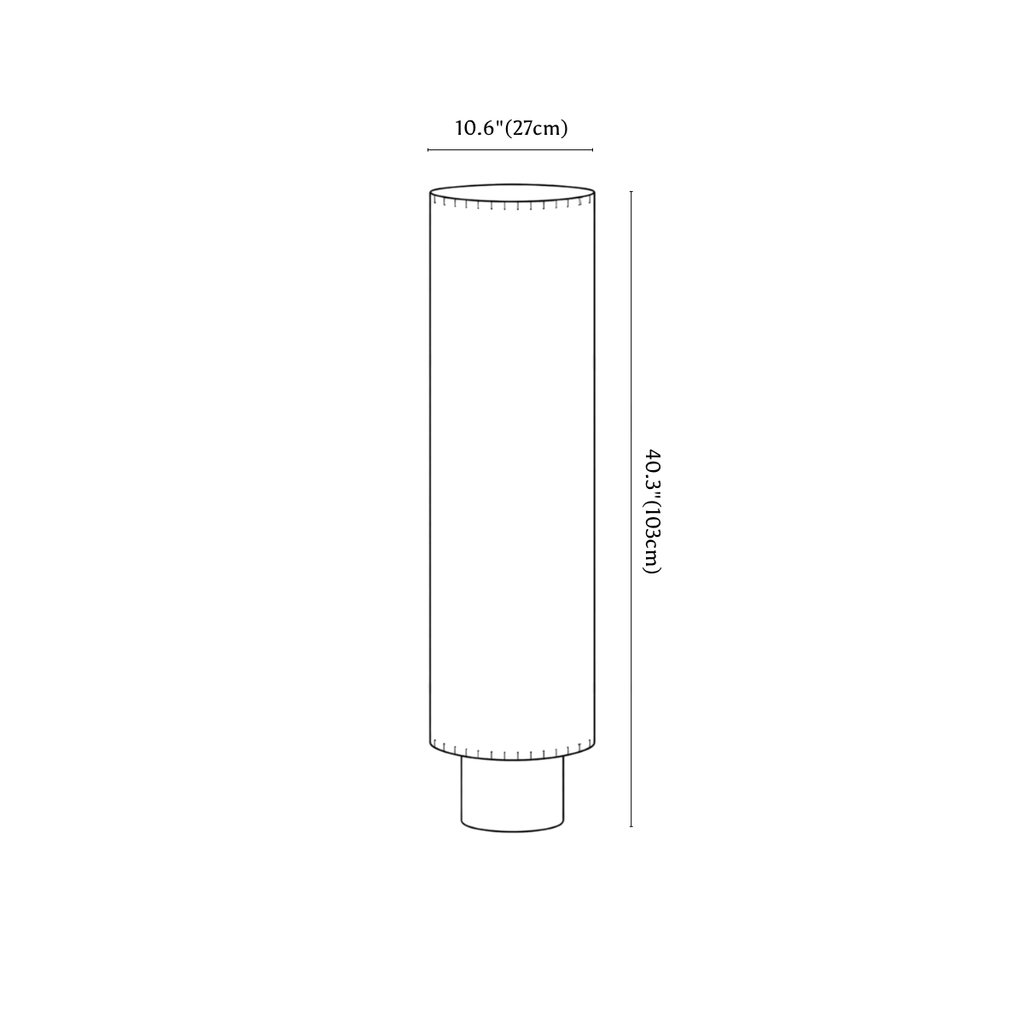 Clérachic floor lamp dimension drawing, 27 × 103 cm, every measurement marked in centimetres and inches.