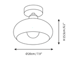 Dimension drawing of this Clérachic ceiling light, with its height and width marked.