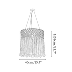 Clérachic pendant light dimension drawing, 1 of 3, every measurement marked in centimetres and inches.