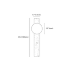 Clérachic wall light dimension drawing, With Globe, 60 cm, every measurement marked in centimetres and inches.