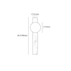Clérachic wall light dimension drawing, With Globe, 90 cm, every measurement marked in centimetres and inches.