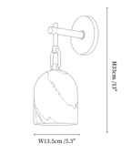 Clérachic wall light dimension drawing, every measurement marked in centimetres and inches.