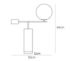 Dimension drawing of the bendik desk lamp, in outline against white.