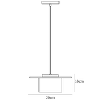 Dimension drawing of this Clérachic pendant from the canopy down, with a 20 cm width and 10 cm shade height marked.