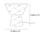 Dimension drawing of the beta marble alabaster table lamp, in outline against white.