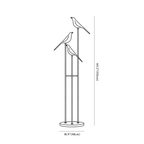 Clérachic floor lamp dimension drawing, every measurement marked in centimetres and inches.