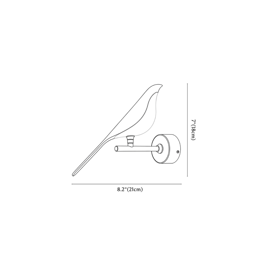Clérachic wall light dimension drawing, 1 of 2, every measurement marked in centimetres and inches.