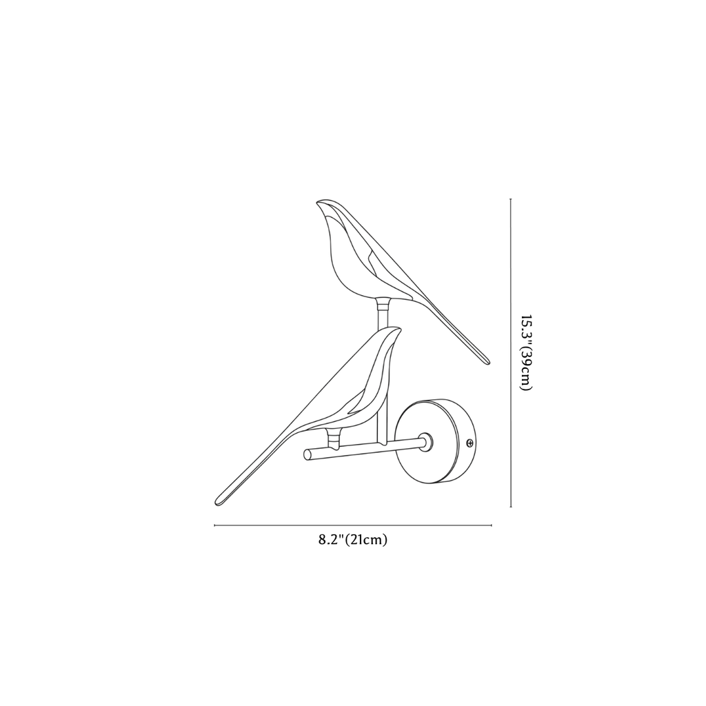 Clérachic wall light dimension drawing, 2, every measurement marked in centimetres and inches.