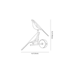 Clérachic wall light dimension drawing, 2, every measurement marked in centimetres and inches.