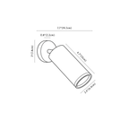 Clérachic wall light dimension drawing, every measurement marked in centimetres and inches.