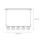 Dimension drawing for the Clérachic five-globe bar, 100cm/39.4″ wide with a 150cm/59″ overall drop.