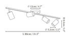 Clérachic ceiling light dimension drawing, 2 of 3, every measurement marked in centimetres and inches.