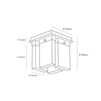 Clérachic ceiling light dimension drawing, every measurement marked in centimetres and inches.