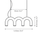 Clérachic chandelier dimension drawing, 1 of 3, every measurement marked in centimetres and inches.