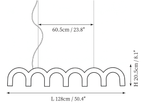 Clérachic chandelier dimension drawing, 2 of 3, every measurement marked in centimetres and inches.