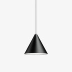 A Clérachic black cone pendant on a plain light backdrop, hung from a single thin cable, with a white interior under the shade.