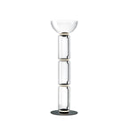 Clérachic floor lamp on white, three glass cylinders under a wide shallow glass bowl, on a round black base.
