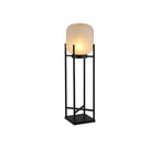 Tallest Clérachic lantern lit on a white background, with a solar ring at the top of the shade and a black frame.