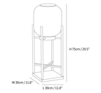 Clérachic floor lamp dimension drawing, 2 of 2, every measurement marked in centimetres and inches.