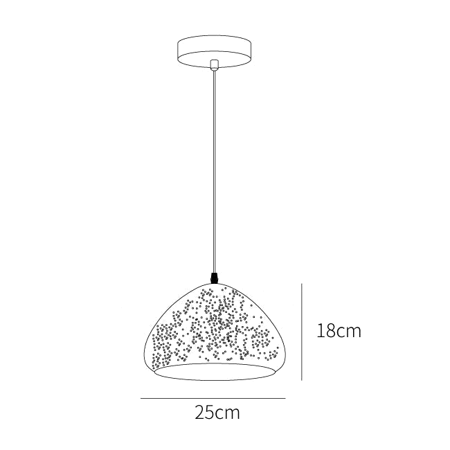 Clérachic pendant light dimension drawing, 2 of 7, every measurement marked in centimetres.