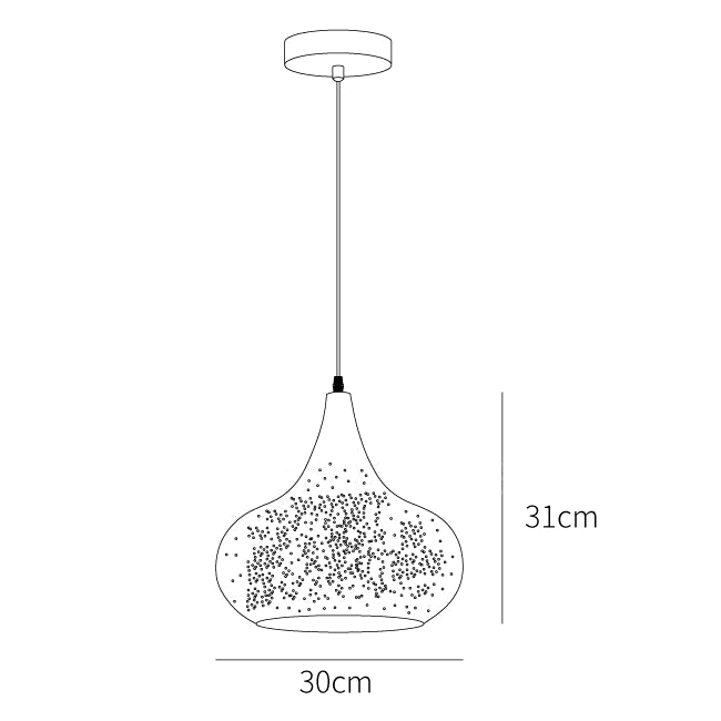 Clérachic pendant light dimension drawing, 4 of 7, every measurement marked in centimetres.