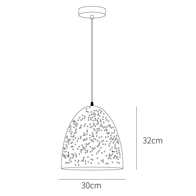 Clérachic pendant light dimension drawing, 5 of 7, every measurement marked in centimetres.