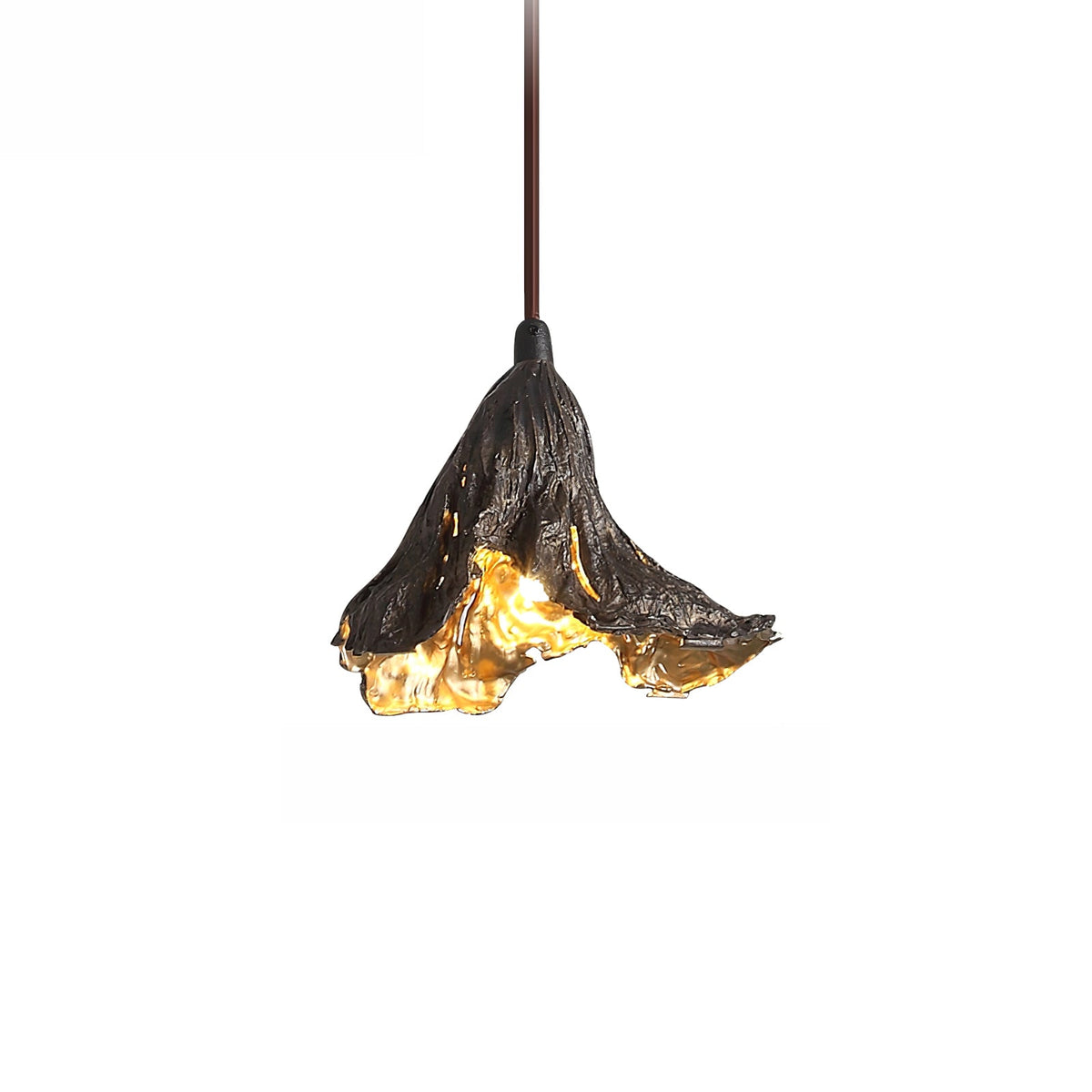 A single Clérachic pendant with a black outer shade and bright gold interior, seen on a white backdrop.