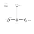 Clérachic chandelier dimension drawing, 6 Heads, 85 cm, 30 W, every measurement marked in centimetres and inches.