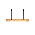 Front view of the Clérachic Black Linear Chandelier, showing the alabaster bar's natural veining lit from within.