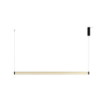 A second white-backdrop view of this Clérachic linear pendant, the slim glowing tube hung from two cables below a small canopy.
