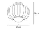 Dimension drawing of this Clérachic ceiling light, with its height and width marked.