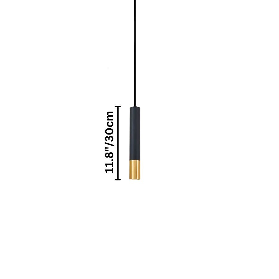 Clérachic black pendant light with gold rim accent shown at its 30 cm drop length on a white background.